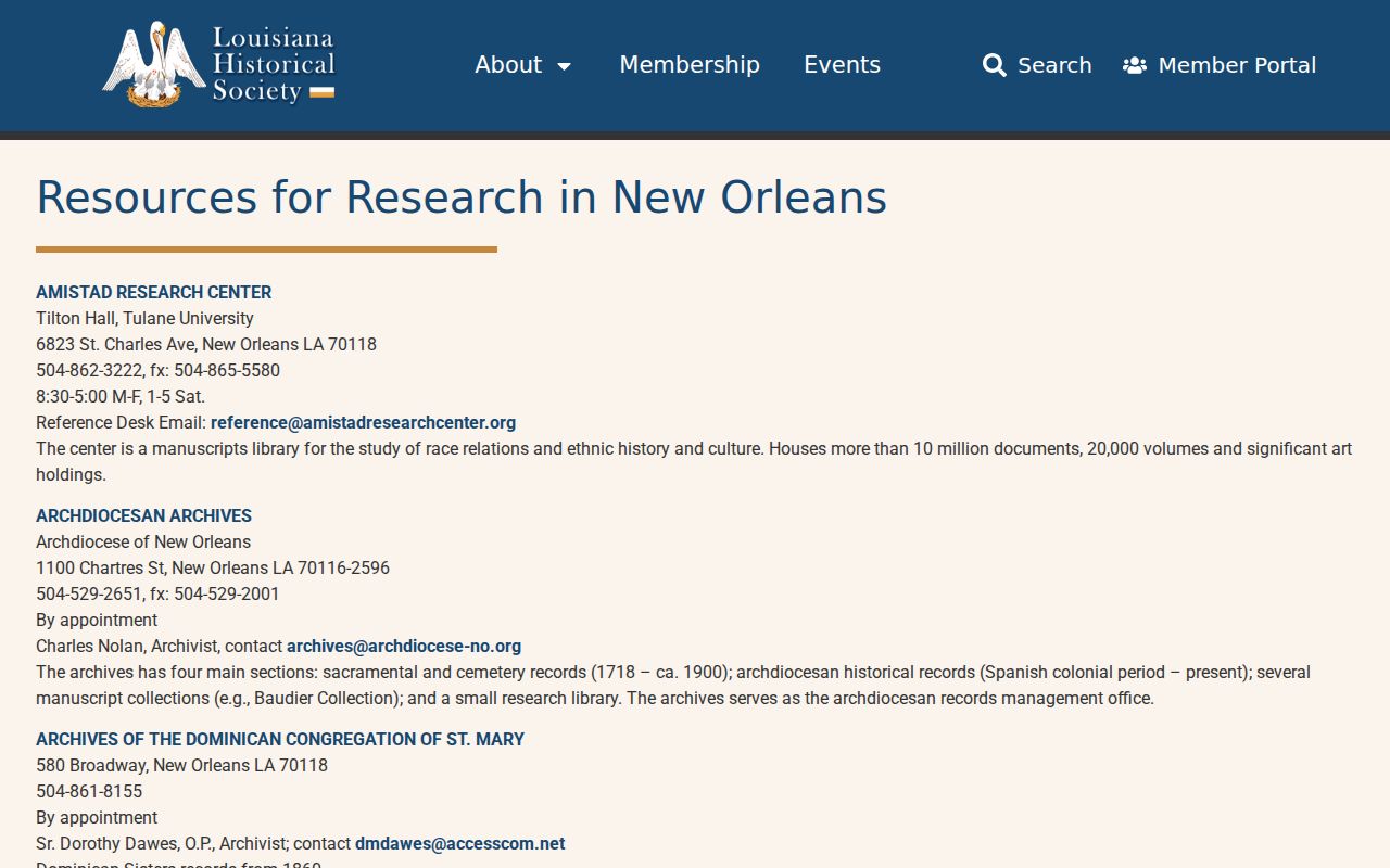 New Orleans city directory research repository list