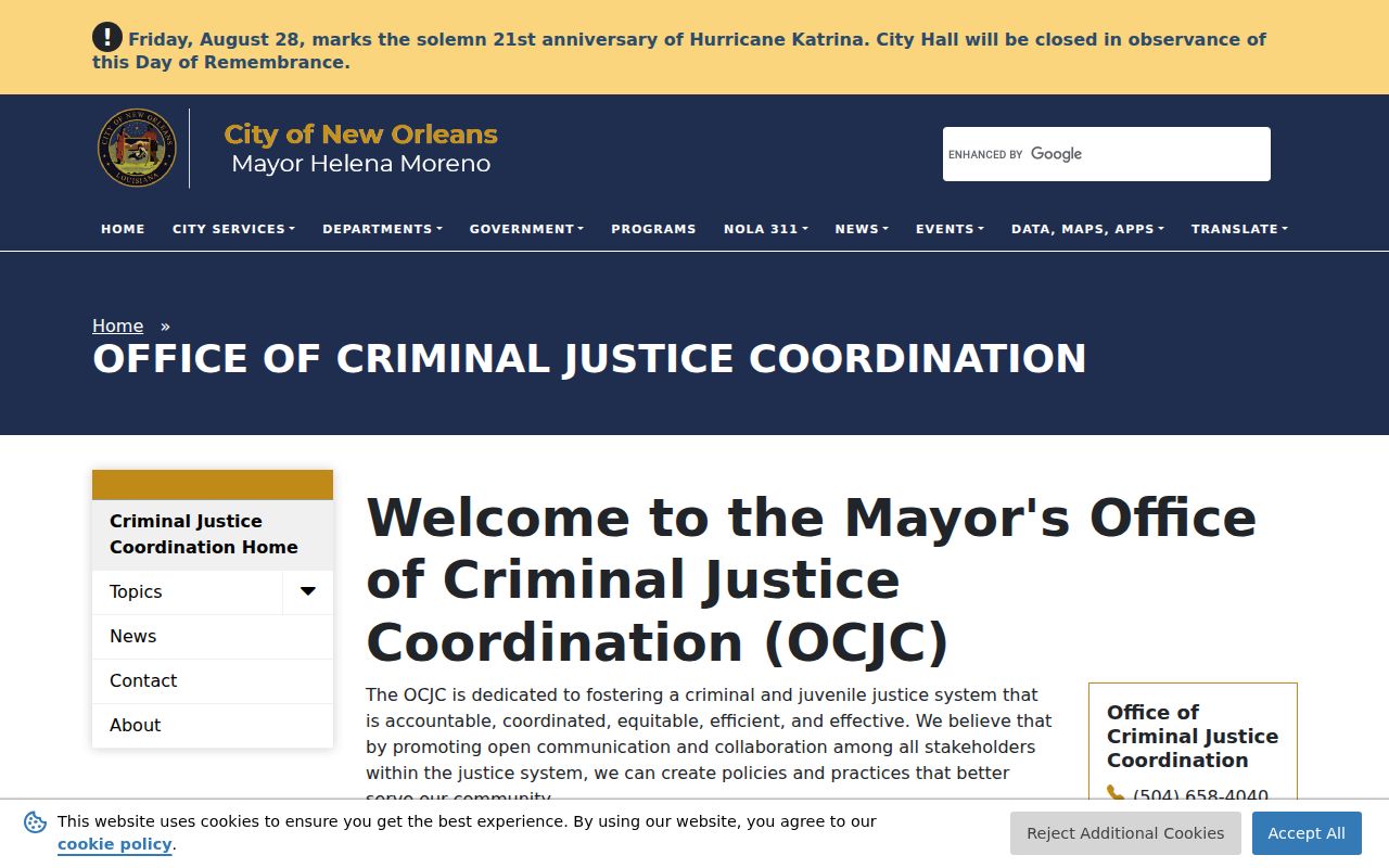 New Orleans residents directory criminal justice records route