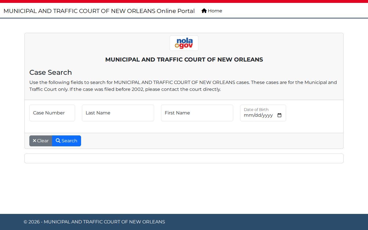 New Orleans residents directory municipal traffic court search