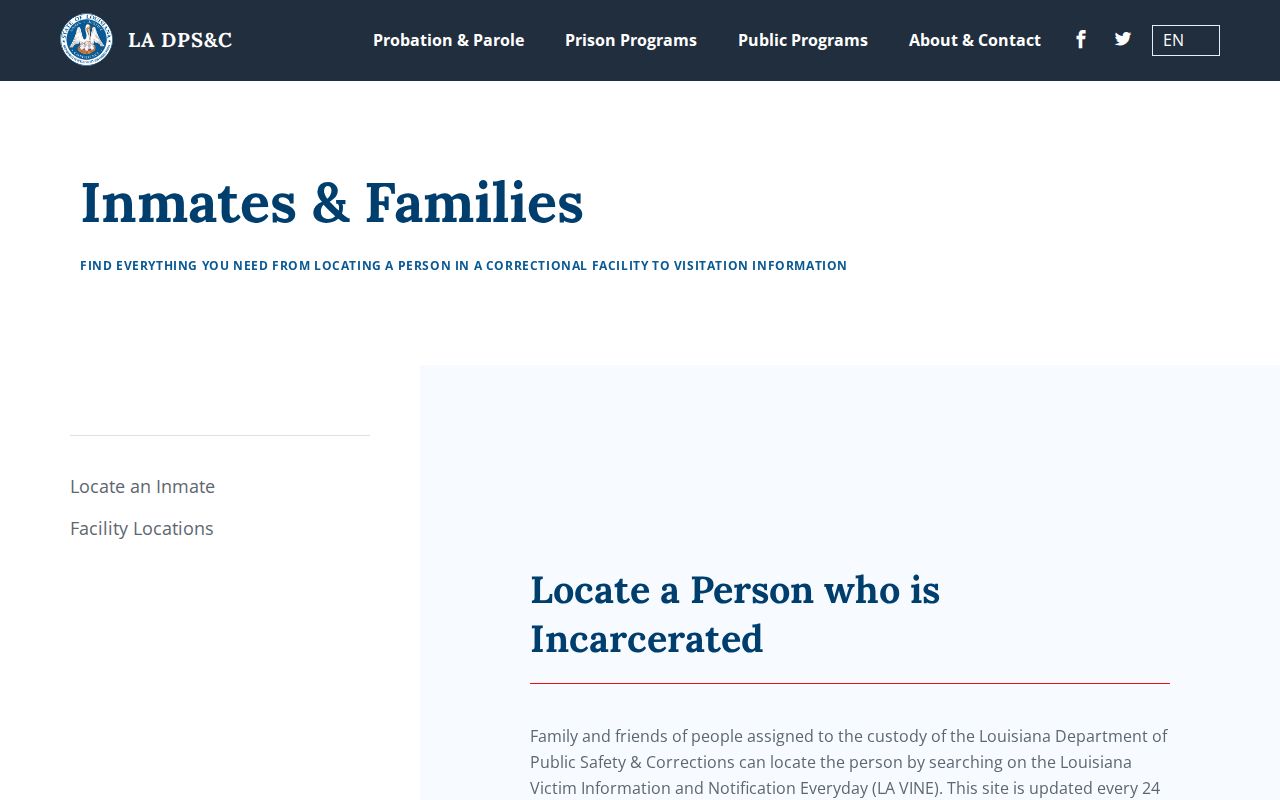 New Orleans resident lookup Louisiana inmate information